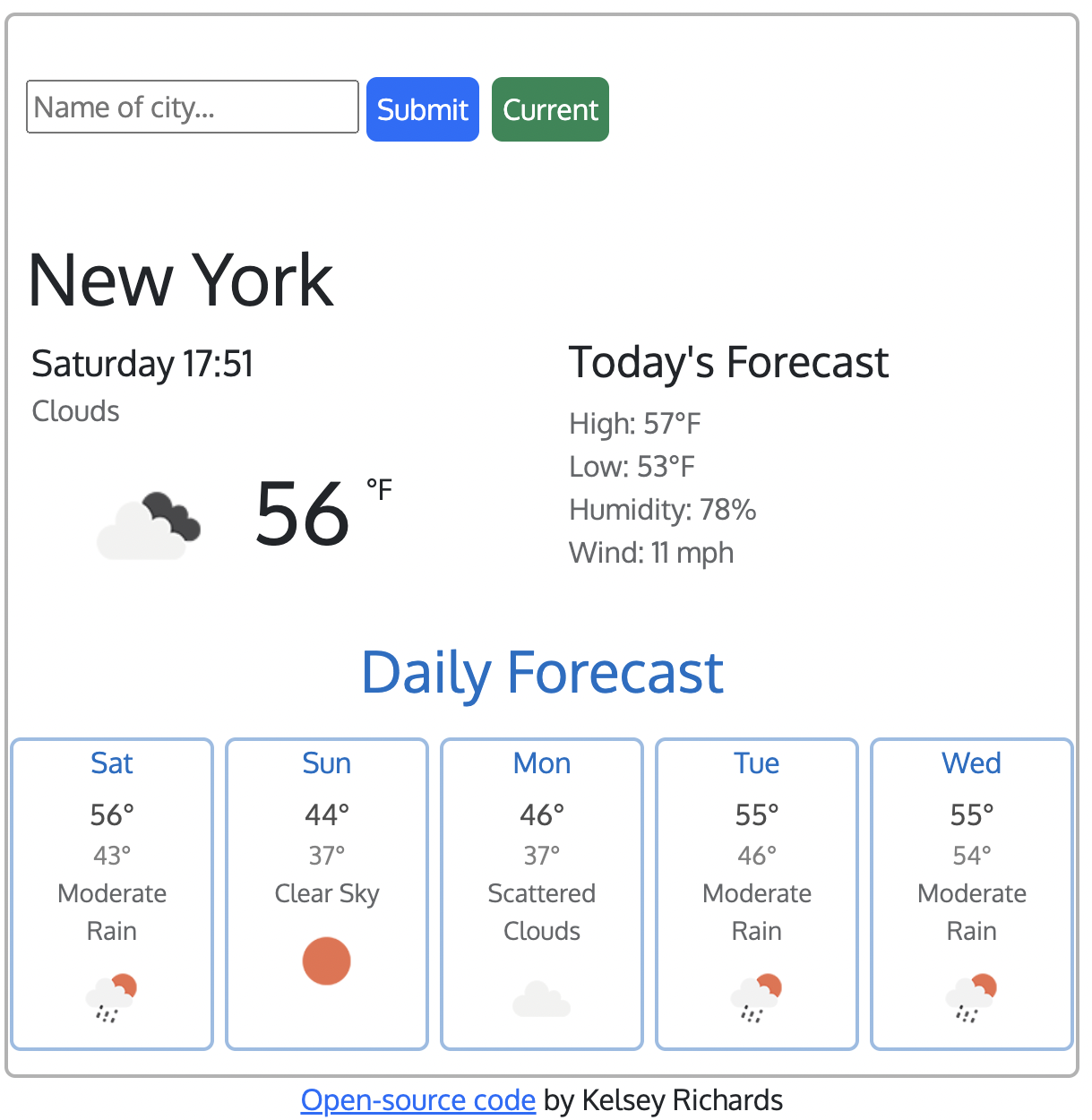 Weather app screengrab